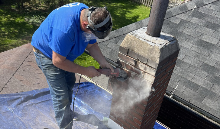 Mario prepping chimney to repoint