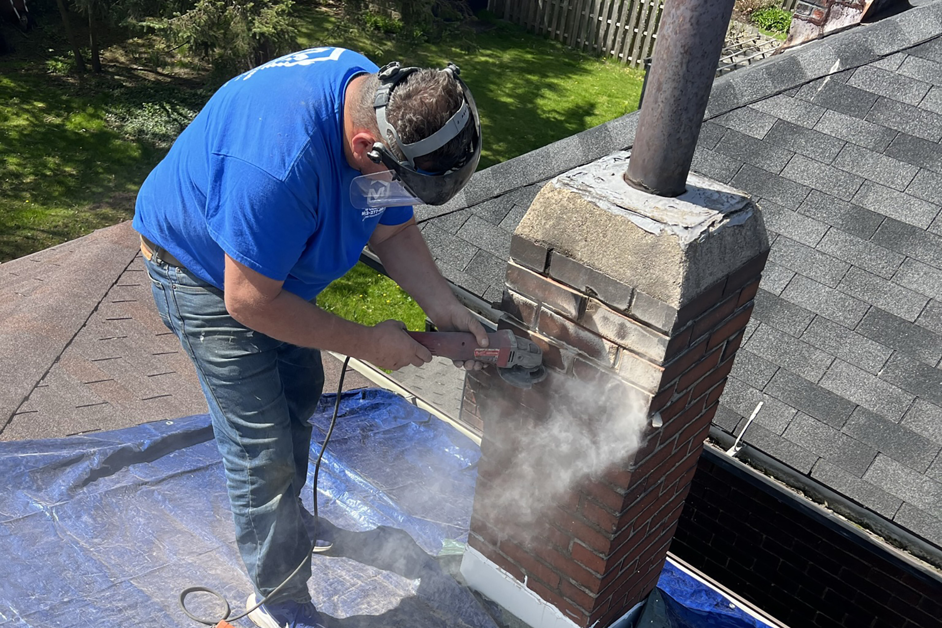 Mario prepping chimney to repoint