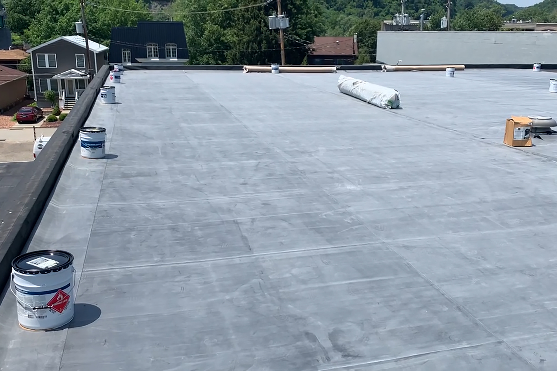 Mario Contracting installing rubber roof