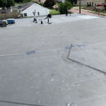 Photo of commercial rubber roofing project
