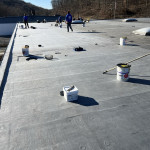 Photo of commercial rubber roofing job